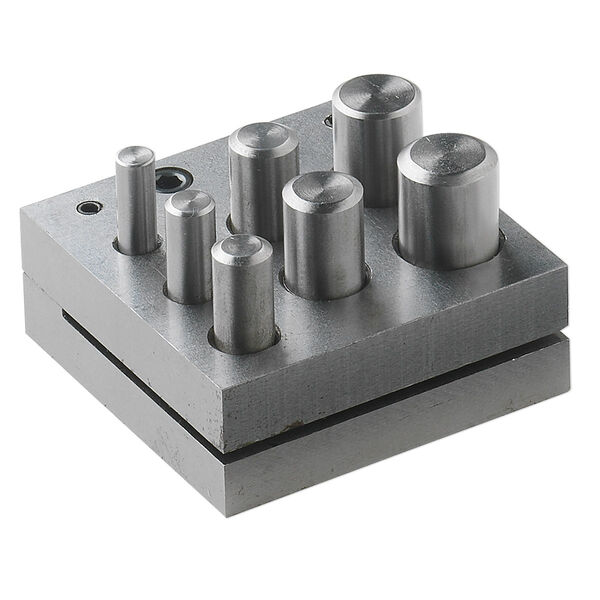 Disc cutter, steel, black, 2-1/2 x 2-1/2 x 1-inch base for cutting 6.4-15.9mm rounds. Sold per 8-piece set. image number 0