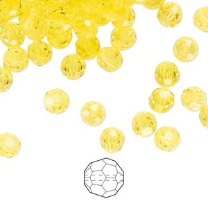 Bead 144pk citrine, Preciosa Czech crystal 5mm round