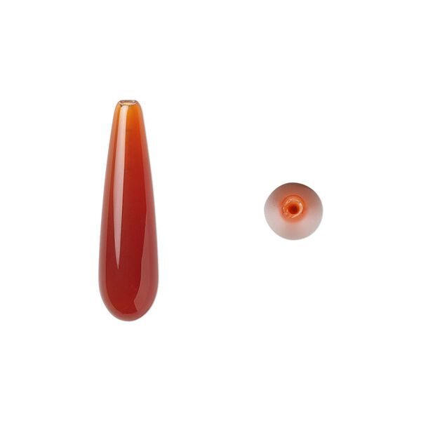 Carnelian 1pkg2, half-drilled teardrop bead 22x6mm image number 0