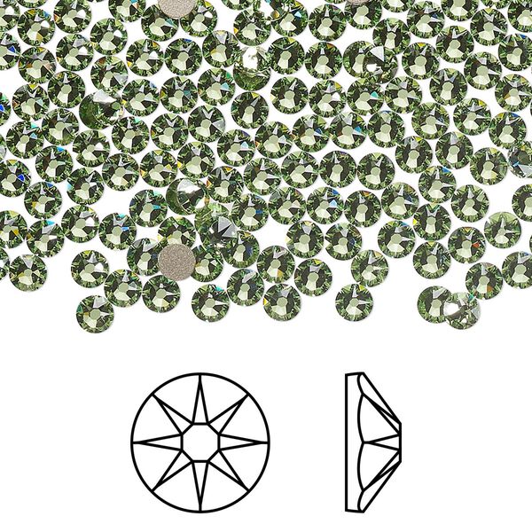 Flat back 1440pk peridot foil back, Swarovski&reg; ReCreated&trade; 3-3.2mm rose round SS12 2088 image number 0