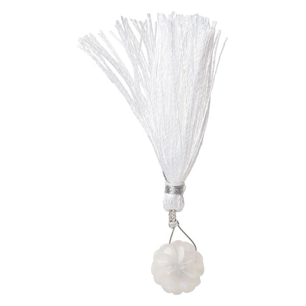 Rainbow moonstone / iolite 1pkg1, top-drilled hand-cut 1sided carved flower bead natural, 14mm image number 2