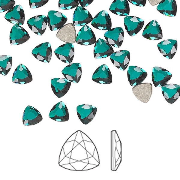Flat back 12pk emerald foil back, Crystal Passions® 5mm trilliant 2472 image number 0