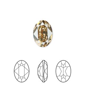 Fancy stone 12pk crystal golden shadow foil back, Crystal Passions® 14x10mm oval 4120