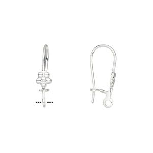 Ear wire kidney 1pkg100 silver-plated, 17mm / 4mm flower / open loop, 20-21 gauge brass 50 pair