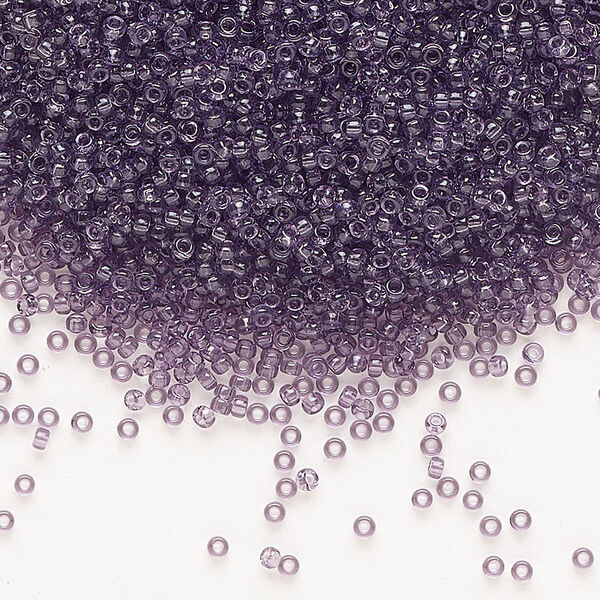 Seed bead, Miyuki, glass, pkg/35g, #15 rocaille, transparent amethyst (RR-157). image number 0