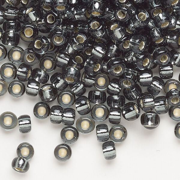 Seed bead, Miyuki, glass, pkg/250g, #6 rocaille, transparent silver-lined light grey, (RR-21). image number 0