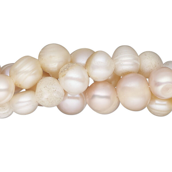 Pearl mix, cultured freshwater (bleached), white / mauve / peach, 6-12mm semi-round, D grade, Mohs hardness 2-1/2 to 4. Sold per pkg of (3) 15" to 16" strands. image number 0