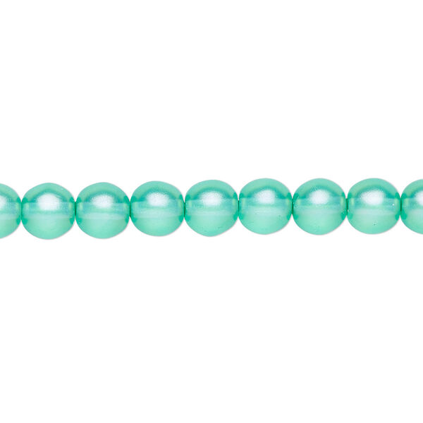 Bead, Czech pressed glass, pearlized ocean blue, 6mm round. Sold per 15-1/2" to 16" strand, approximately 65 beads. image number 0