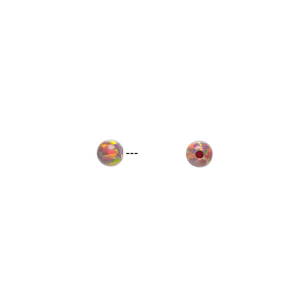 Bead, Mexican "opal" (silica and epoxy) (man-made), multicolored, 4mm half-drilled round. Sold per pkg of 2. image number 0