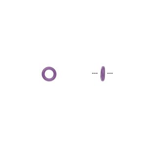 Component, Oh! Ring™, silicone, purple, 5mm round with 2.5mm hole. Sold per pkg of 500.