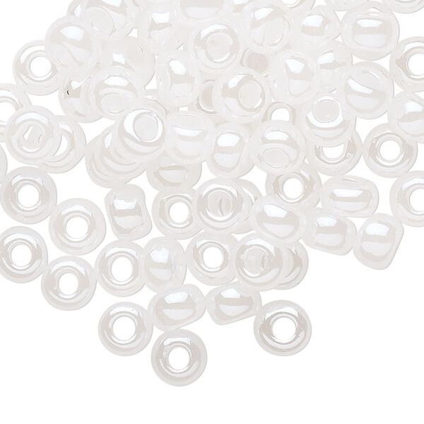 Seed bead, Preciosa Ornela Czech glass, pkg/50g, #2 rocaille, opaque luster alabaster, (57102). image number 0