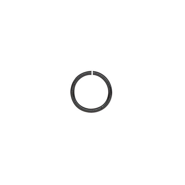 Jump ring, black-finished brass, 10mm round, 8mm inside diameter, 18 gauge. Sold per pkg of 50. image number 0