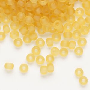 Seed bead, Miyuki, glass, pkg/250g, #6 rocaille, translucent matte light topaz (RR-132F).