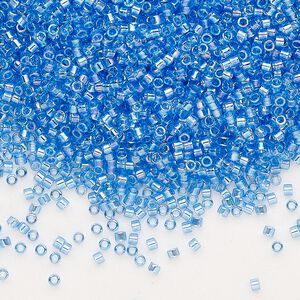 Seed bead, Delica®, glass, pkg/50g, #11 round, translucent rainbow light blue (DB-1250).