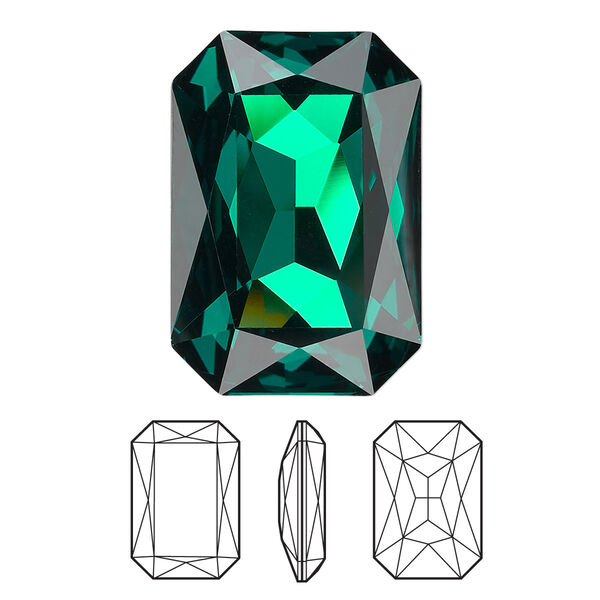 Fancy stone 1pk emerald foil back, Crystal Passions® 27x18.5mm emerald cut 4627 image number 0