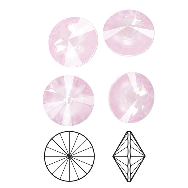 Chaton 4pk crystal soft rose ignite, Crystal Passions® 12mm rivoli 1122 image number 0