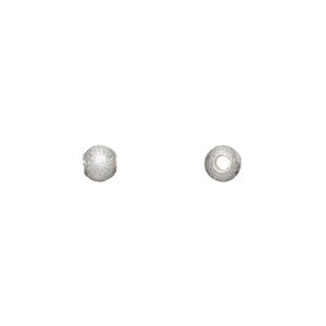 Bead, sterling silver, 5mm stardust round. Sold per pkg of 4.