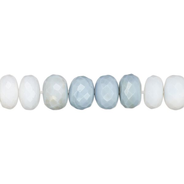 Blue Peruvian opal 1pkg1, hand-cut faceted rondelle bead natural 15.5-16 inch graduated 7x3mm-8x5mm image number 0