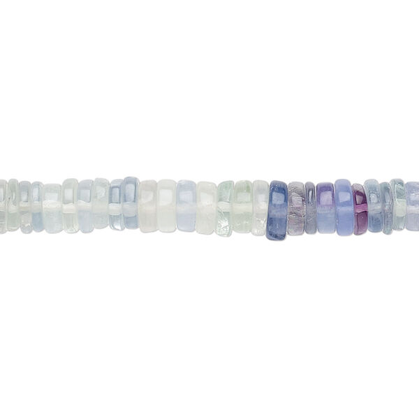 Bead, blue-green fluorite and purple fluorite (natural), shaded, 4x1mm-6x2mm hand-cut rondelle, B grade, Mohs hardness 4. Sold per 8-inch strand, approximately 100-150 beads. image number 0