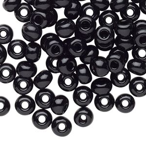 Seed bead, Preciosa Ornela Czech glass, pkg/500g, #2 rocaille, opaque black, (23980).
