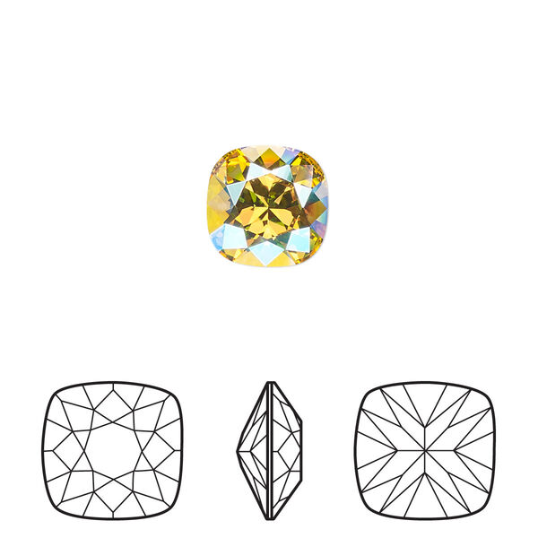 Fancy stone 2pk light topaz shimmer foil back, Crystal Passions® 10mm cushion 4470 image number 0