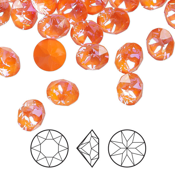 Chaton 6pk crystal orange glow DeLite, Crystal Passions® 8.16-8.41mm round SS39 1088 image number 0