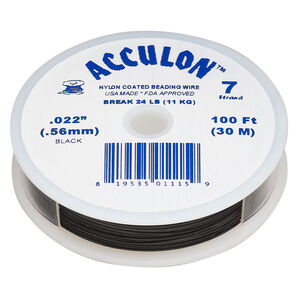 Beading wire, Acculon®, nylon-coated stainless steel, black, 7 strand, 0.022-inch diameter. Sold per 100-foot spool.