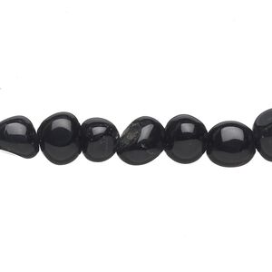 Black agate 1pkg1, pebble bead 15 inch medium