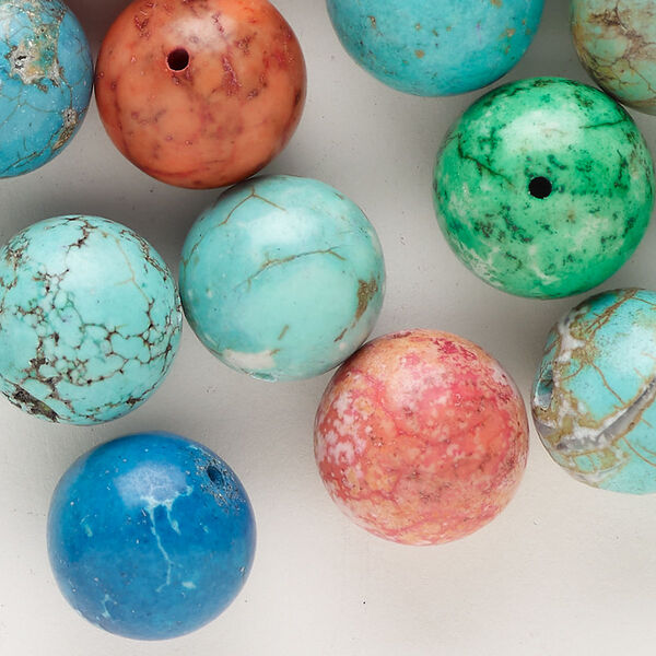 Magnesite 1pkg1, round bead C grade, 8 oz mix 14-19mm image number 0