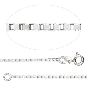 Chain 1pkg1 sterling silver Venetian box, 1.4mm / mixed clasp, Gossamer™ 30 inch
