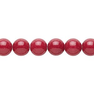 Bead, mountain "jade" (dolomite marble) (dyed), opaque red, 8mm round, B grade, Mohs hardness 3. Sold per 15-1/2" to 16" strand.