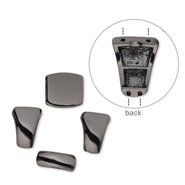 "Pewter" (zinc-based alloy) 1pkg4, 2-strand rectangle ring size 7.5, gunmetal-finished 17x16mm image number 0
