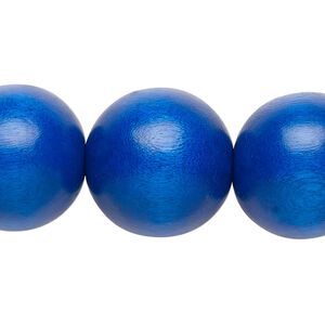Bead, Taiwanese cheesewood (dyed / waxed), dark blue, 19-20mm round. Sold per 15-1/2" to 16" strand.