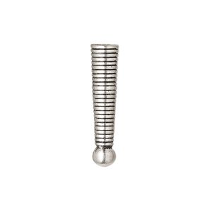 Bolo tip, antique silver-finished "pewter" (zinc-based alloy), 25x6mm with 5mm ball and corrugated design. Sold per pkg of 10.