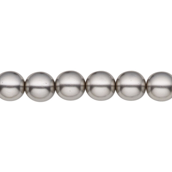 Bead, Czech pearl-coated glass druk, opaque grey, 8mm round. Sold per 15-1/2" to 16" strand. image number 0