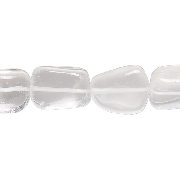 Bead, snow quartz (natural), mini to medium hand-cut nugget, Mohs hardness 7. Sold per 14-inch strand, approximately 25 beads. image number 0