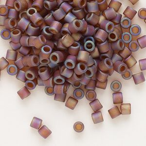 Seed bead, Delica®, glass, pkg/250g, #8 round, translucent matte rainbow dark topaz (DBL-0853).