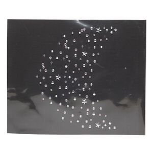 Transfer, silver and clear AB, pkg/1, 6x5 inch iron-on moon.