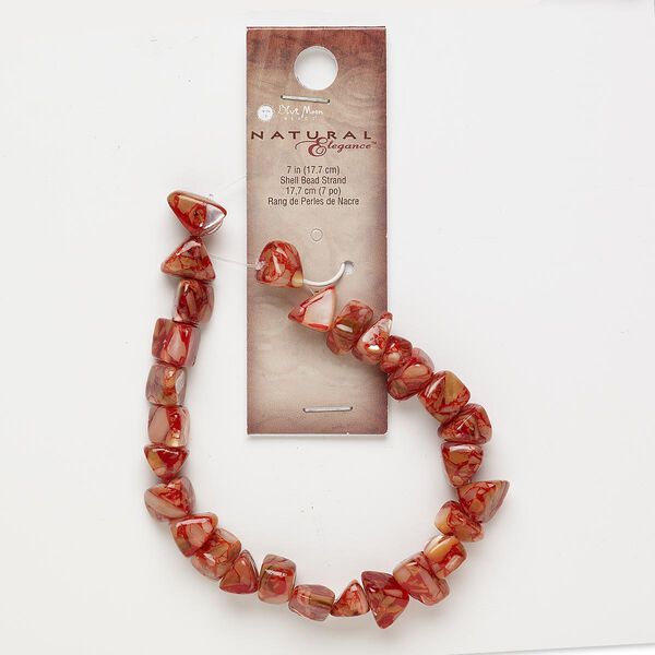 Bead, mother-of-pearl shell and resin (assembled), red, large chip. Sold per 7-inch strand. image number 0