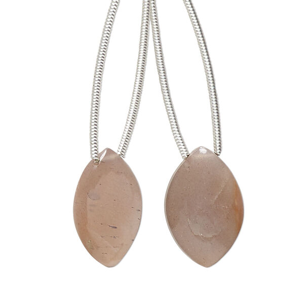 Coffee moonstone 1pkg2, hand-cut top-drilled puffed marquise bead natural B grade, 18x11mm image number 0