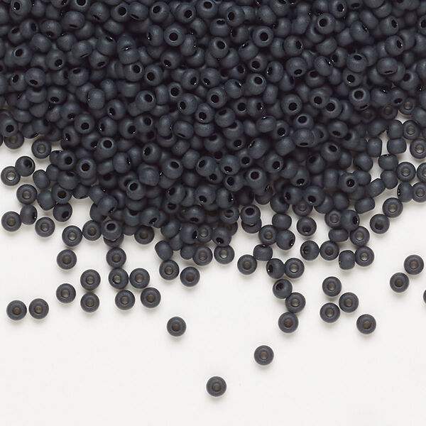 Seed bead, Preciosa Ornela Czech glass, pkg/50g, #11 rocaille, opaque matte black, (23980). image number 0