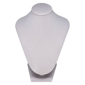 Display, necklace, velveteen and steel, grey, 9 x 7 x 5 inches. Sold individually.