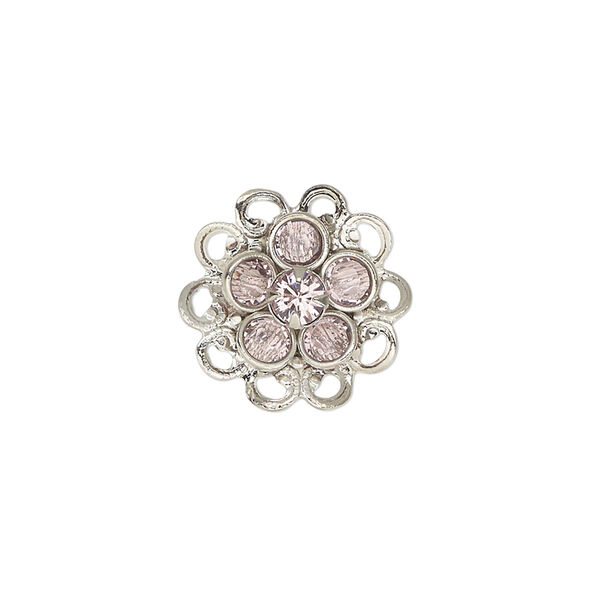 Sew-on 1pk light amethyst rhodium finish, Crystal Passions® 17mm flower image number 0