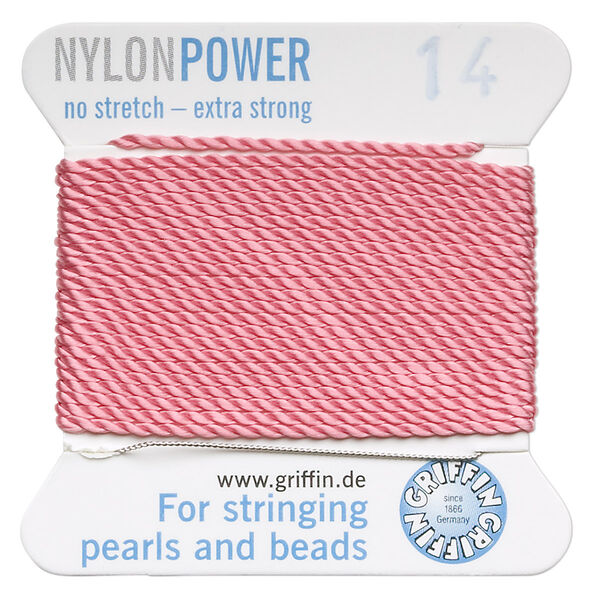 Thread, Griffin, nylon, dark pink, size #14. Sold per 2-meter card (approximately 78 inches). image number 0
