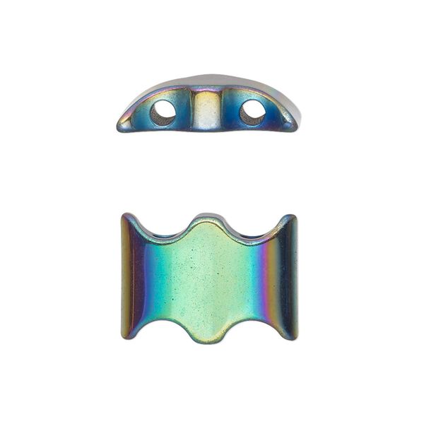 Spacer hemalyke™ 1pkg4, electroplated 2-hole flat half lantern spacer bead 18.5x13mm image number 0