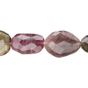 Multi-tourmaline 1pkg1, hand-faceted flat nugget bead natural 15.5-16 inch small