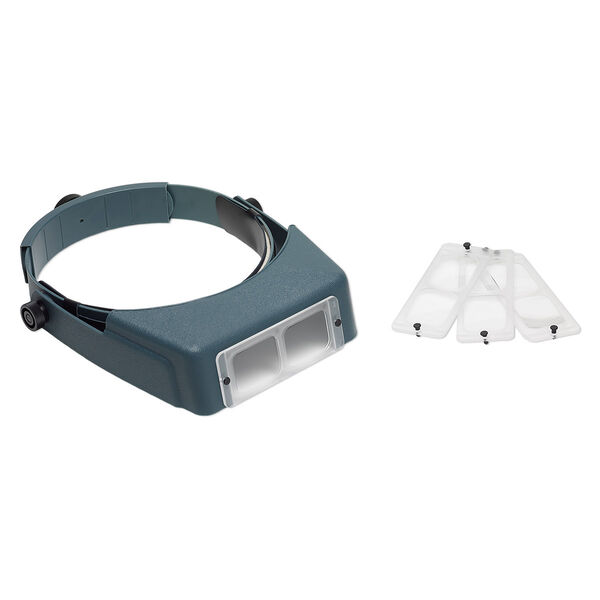 OptiVISOR® AL head magnifier, leather (dyed) / plastic / acrylic, black / grey / clear, 1.75x to 2.75x power. Sold individually. image number 0