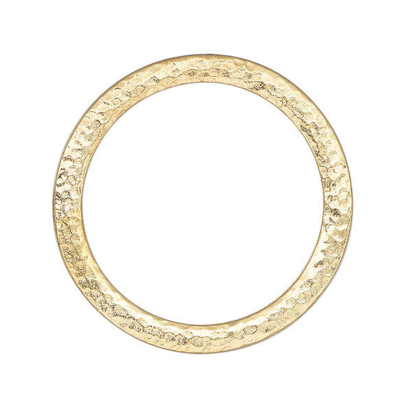 Component, TierraCast®, "Hammertone" collection, gold-plated pewter (tin-based alloy), 31.5mm hammered open round, 25mm inside diameter. Sold per pkg of 10. image number 0