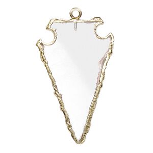 Quartz crystal / sterling silver 1pkg1, electroplated gold-finished hand-cut arrowhead charm natural 36x22mm