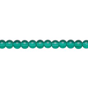 Bead, glass, malachite green, 4mm round. Sold per 36-inch strand.